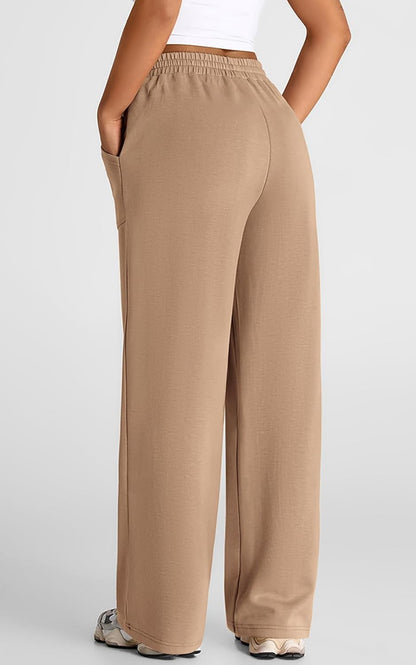 WAL Women's Wide Leg High Waisted Baggy Lounge Sweat Pants Drawstring Athletic Flared Joggers with Pockets