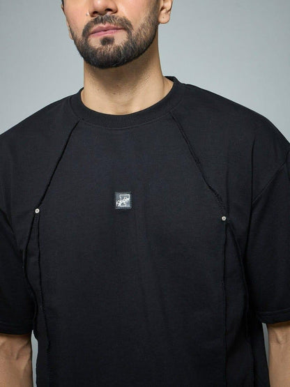 WAL Black Faux Flat Look Cut & Sew T-shirt