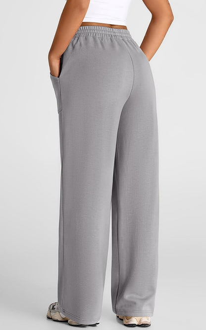 WAL Women's Wide Leg High Waisted Baggy Lounge Sweat Pants Drawstring Athletic Flared Joggers with Pockets
