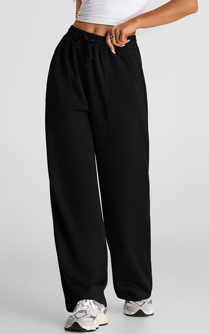 WAL Women's Wide Leg High Waisted Baggy Lounge Sweat Pants Drawstring Athletic Flared Joggers with Pockets