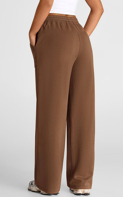 WAL Women's Wide Leg High Waisted Baggy Lounge Sweat Pants Drawstring Athletic Flared Joggers with Pockets