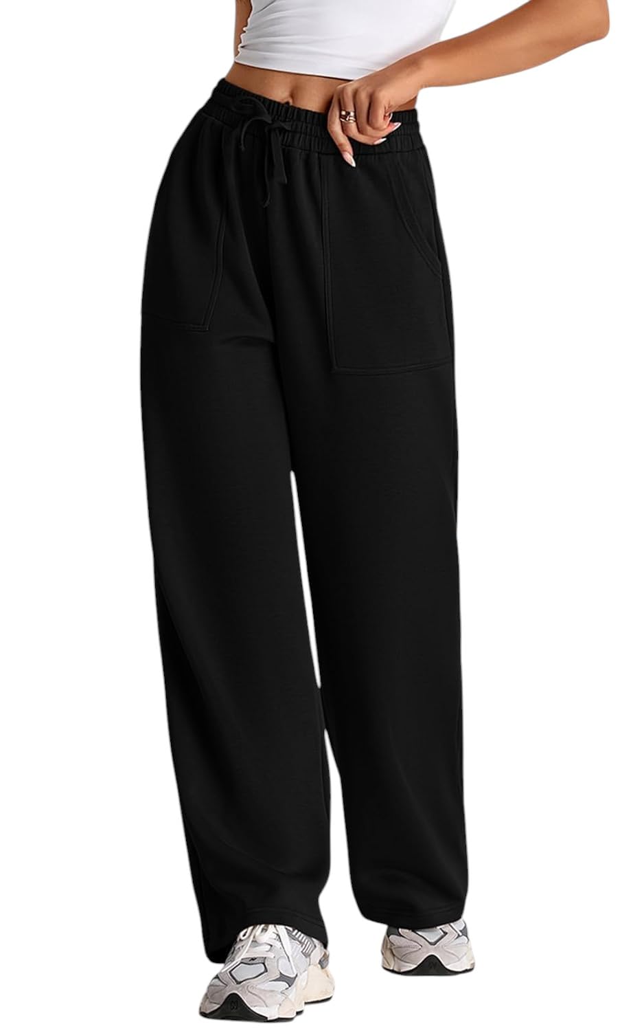 WAL Women's Wide Leg High Waisted Baggy Lounge Sweat Pants Drawstring Athletic Flared Joggers with Pockets