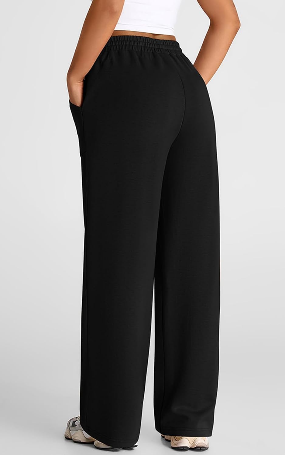 WAL Women's Wide Leg High Waisted Baggy Lounge Sweat Pants Drawstring Athletic Flared Joggers with Pockets