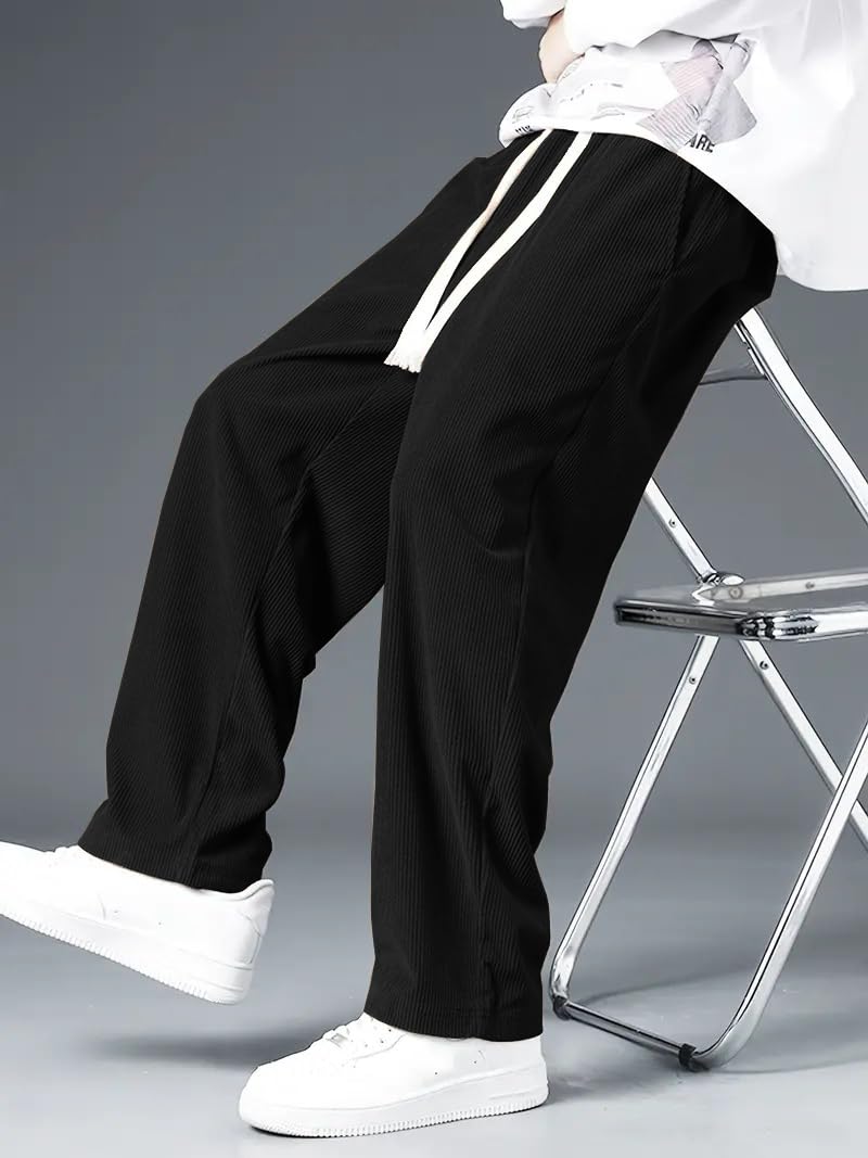 WAL Lycra Track Pants for Men – Stretchable Loose Fit Gym Joggers | Korean Style Workout | Loose Mid Rise Trouser (Available in Plus Size)