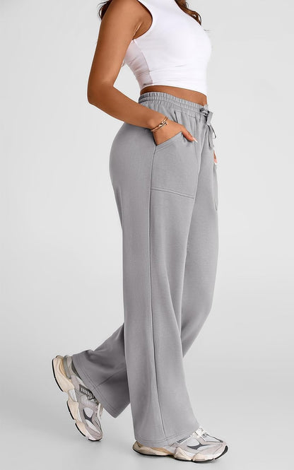 WAL Women's Wide Leg High Waisted Baggy Lounge Sweat Pants Drawstring Athletic Flared Joggers with Pockets