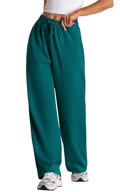 WAL Women's Wide Leg High Waisted Baggy Lounge Sweat Pants Drawstring Athletic Flared Joggers with Pockets