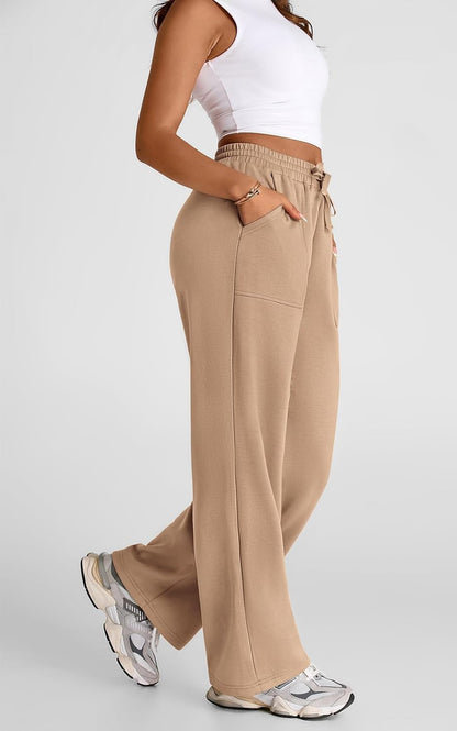 WAL Women's Wide Leg High Waisted Baggy Lounge Sweat Pants Drawstring Athletic Flared Joggers with Pockets