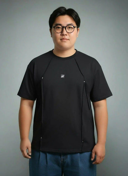 WAL Black Faux Flat Look Cut & Sew T-shirt