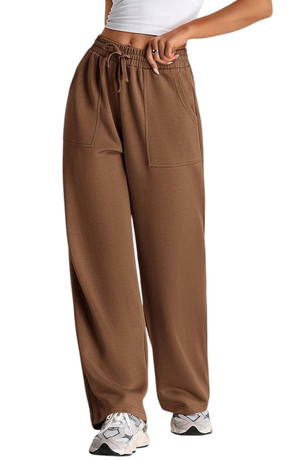 WAL Women's Wide Leg High Waisted Baggy Lounge Sweat Pants Drawstring Athletic Flared Joggers with Pockets