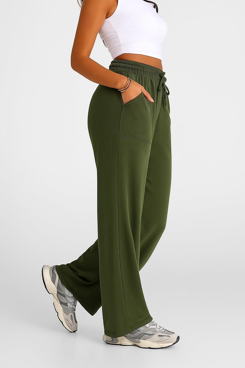 WAL Women's Wide Leg High Waisted Baggy Lounge Sweat Pants Drawstring Athletic Flared Joggers with Pockets