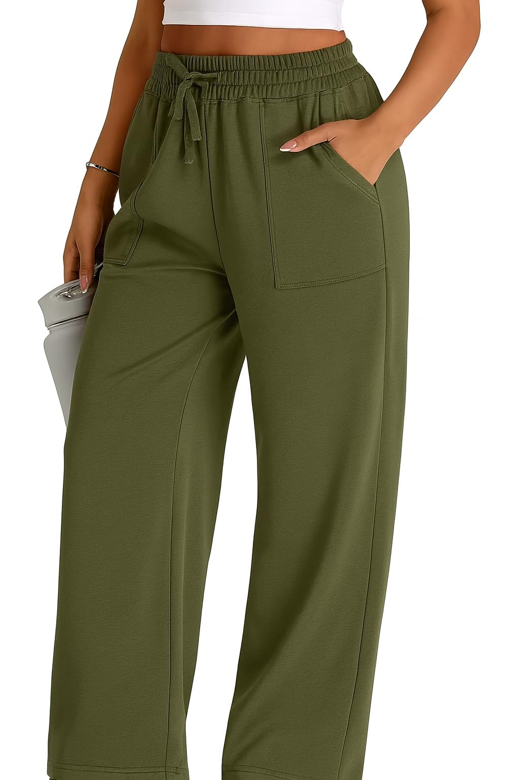 WAL Women's Wide Leg High Waisted Baggy Lounge Sweat Pants Drawstring Athletic Flared Joggers with Pockets