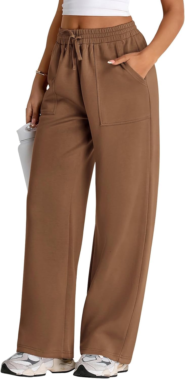 WAL Women's Wide Leg High Waisted Baggy Lounge Sweat Pants Drawstring Athletic Flared Joggers with Pockets