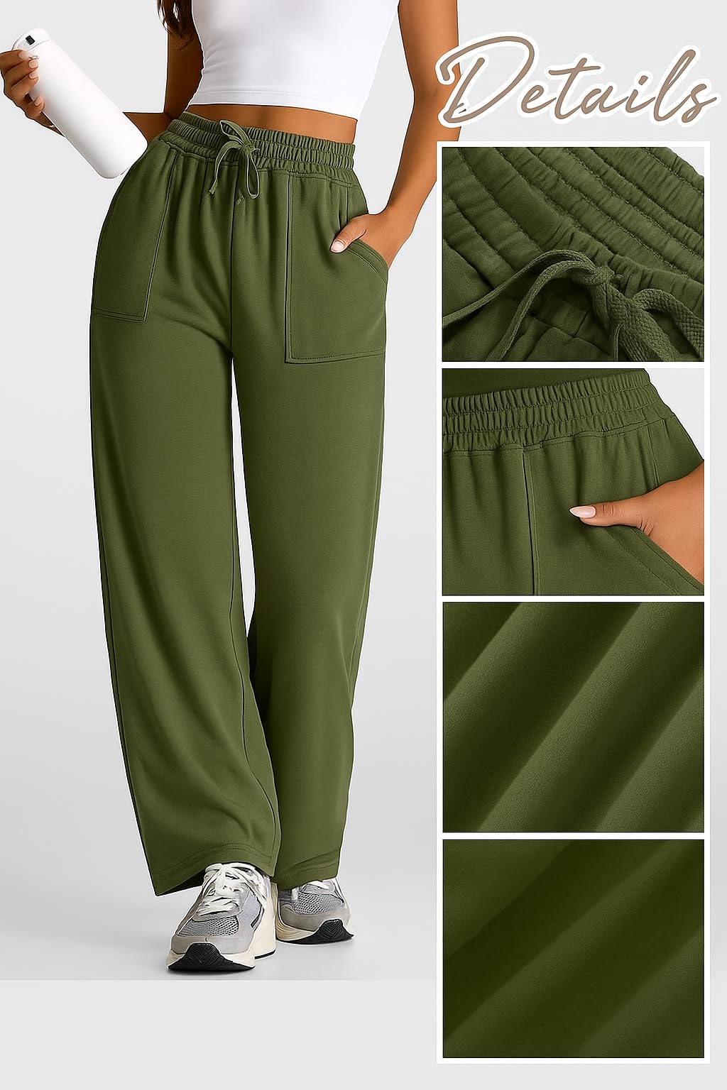 WAL Women's Wide Leg High Waisted Baggy Lounge Sweat Pants Drawstring Athletic Flared Joggers with Pockets