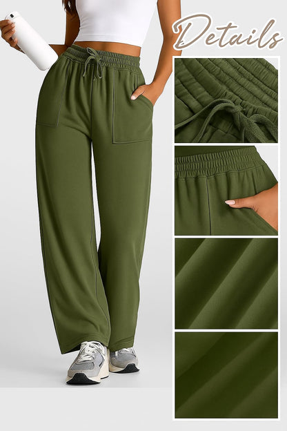 WAL Women's Wide Leg High Waisted Baggy Lounge Sweat Pants Drawstring Athletic Flared Joggers with Pockets