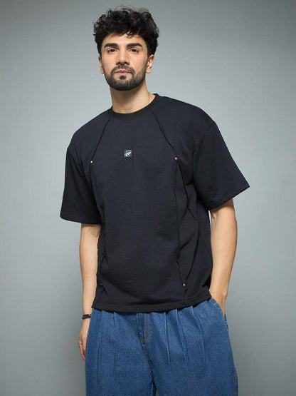 WAL Black Faux Flat Look Cut & Sew T-shirt