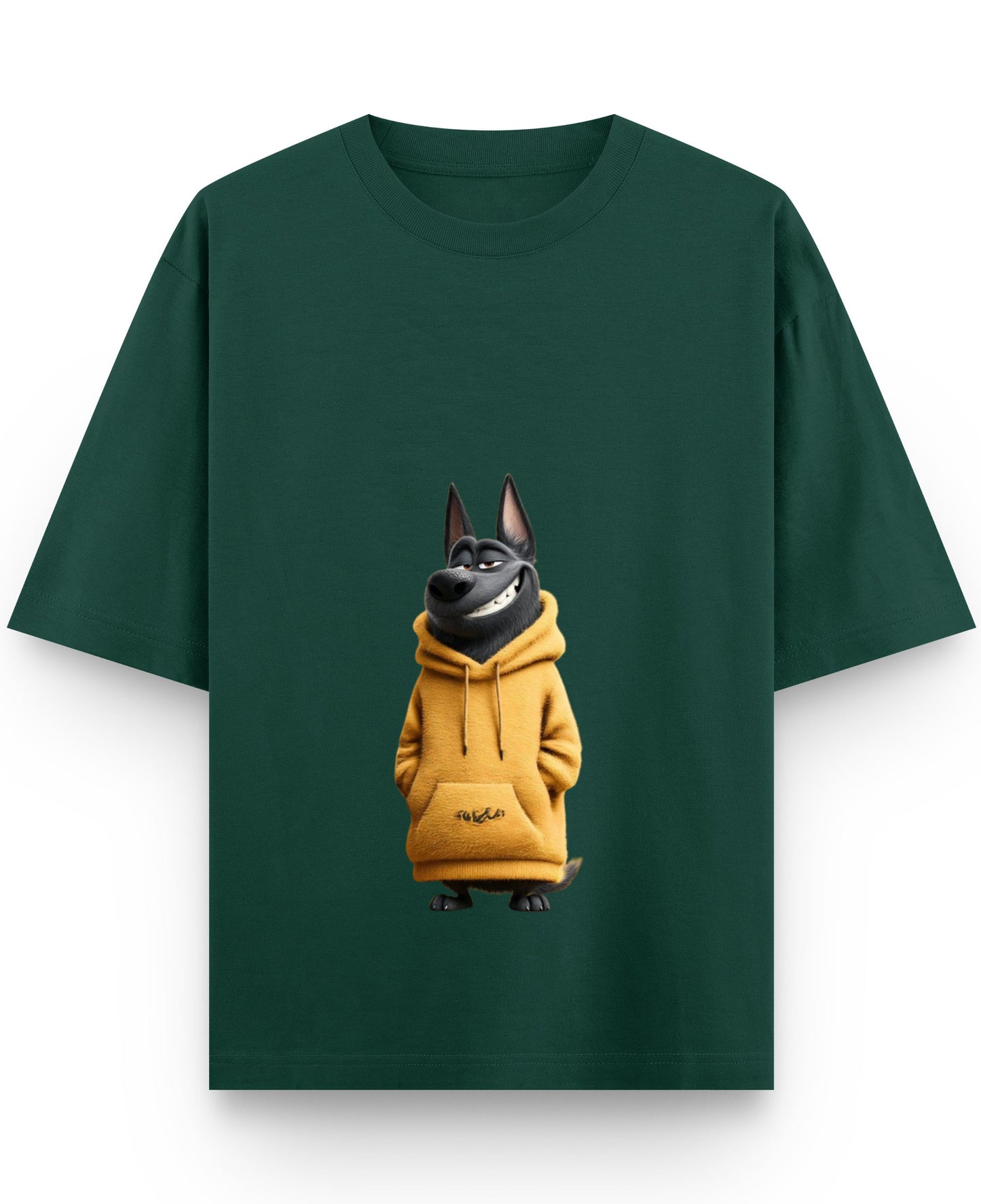 Bottle Green Oversized T-Shirt Front Design