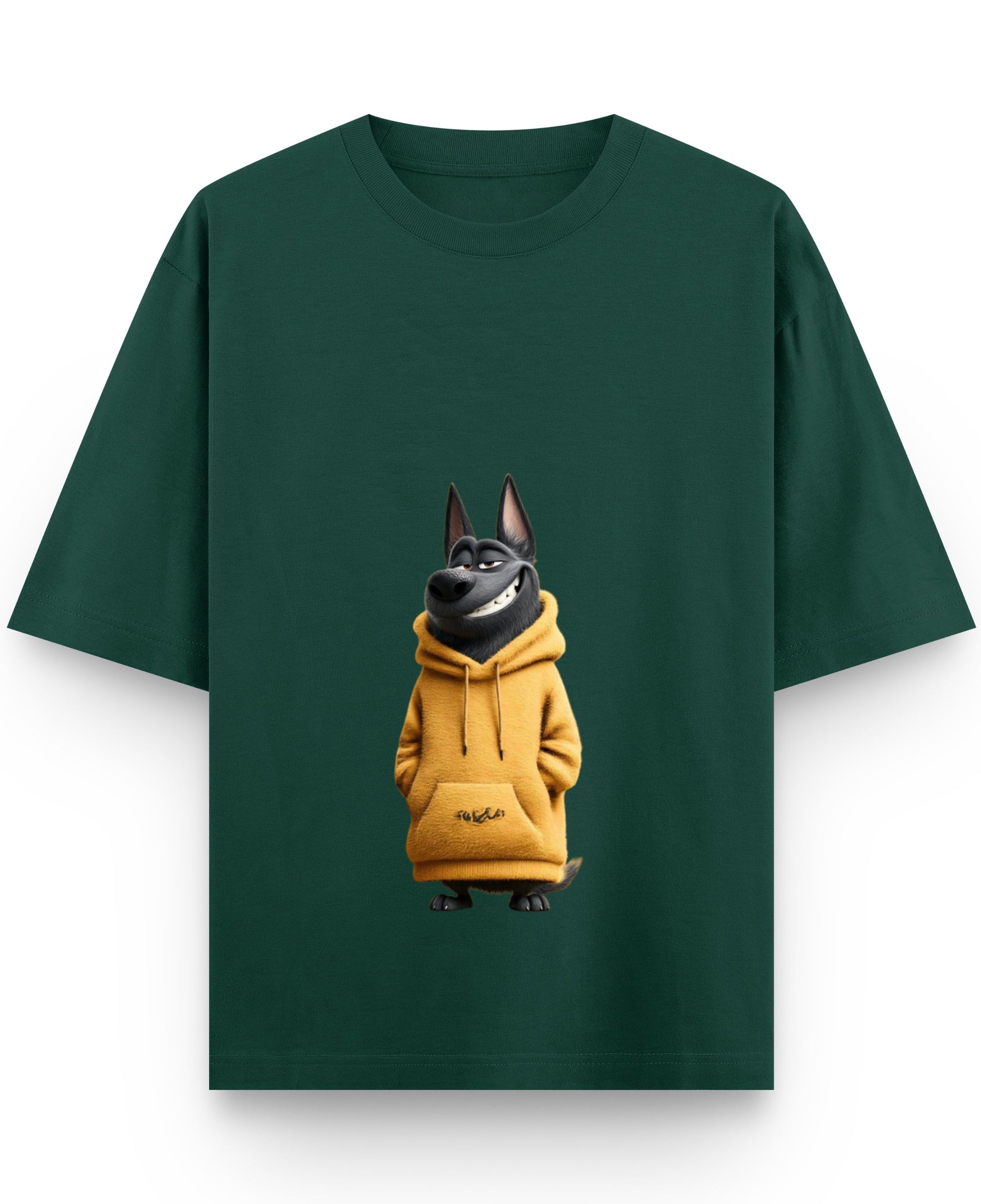 Bottle Green Oversized T-Shirt Front Design