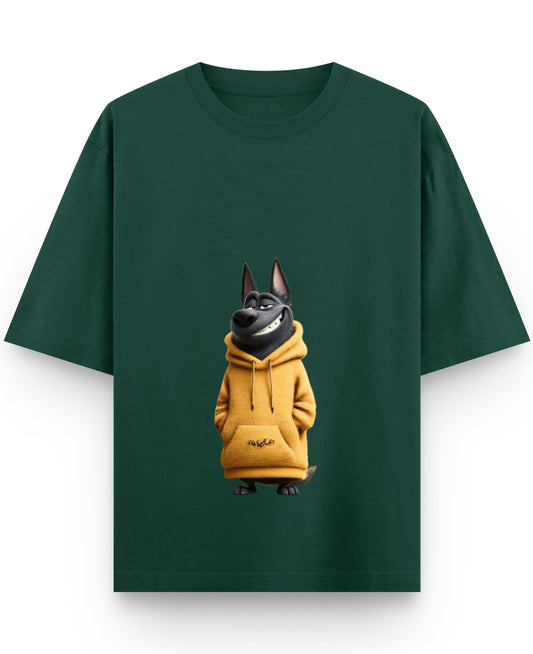 Bottle Green Oversized T-Shirt Front Design